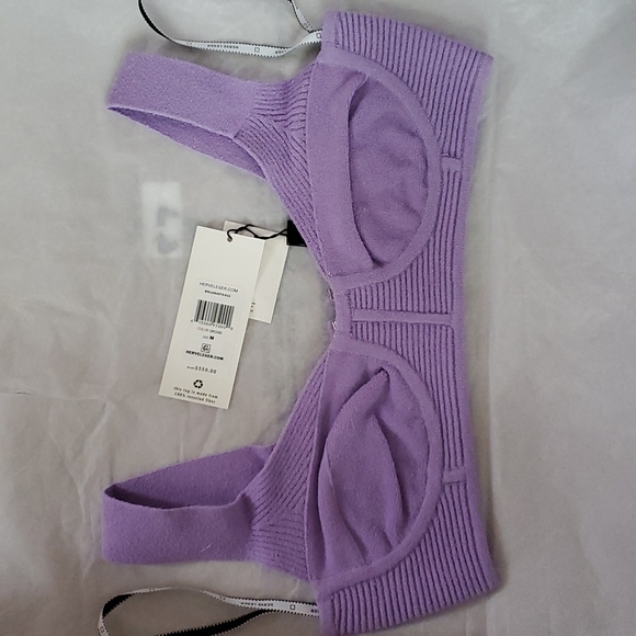 Herve Leger Bra Top Medium Orchid Purple Boucle Knit Fabric NWT - Picture 1 of 7